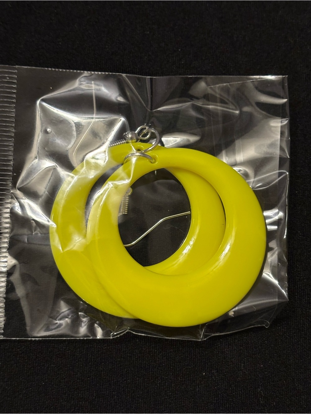 Bright Yellow Hoop Earrings - Retro Lucite Style